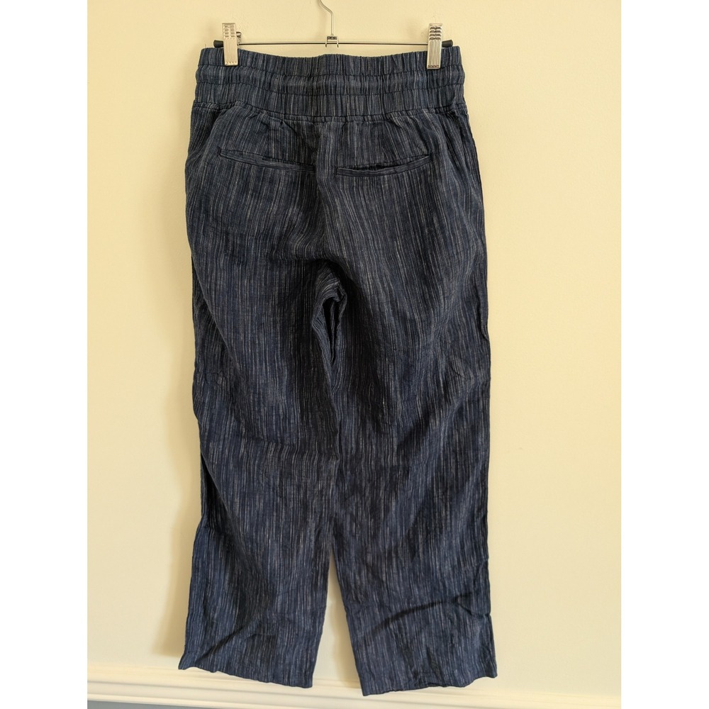 Athleta Cabo Linen Textured Wide Leg Pant Indigo Blue Stripe Size 2 beachy prep - Picture 4 of 7